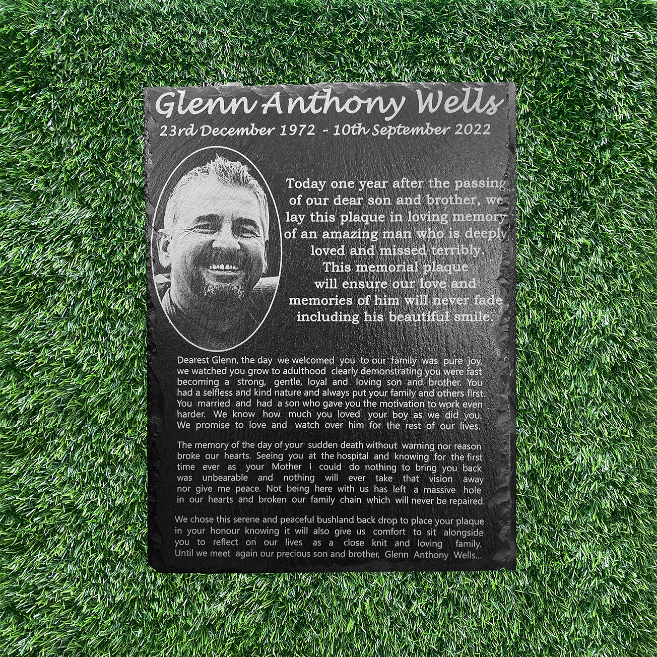 Human Memorial LARGE SIZES, Laser Engraved Photo Memorial. Inside, Outdoor and Gardening.