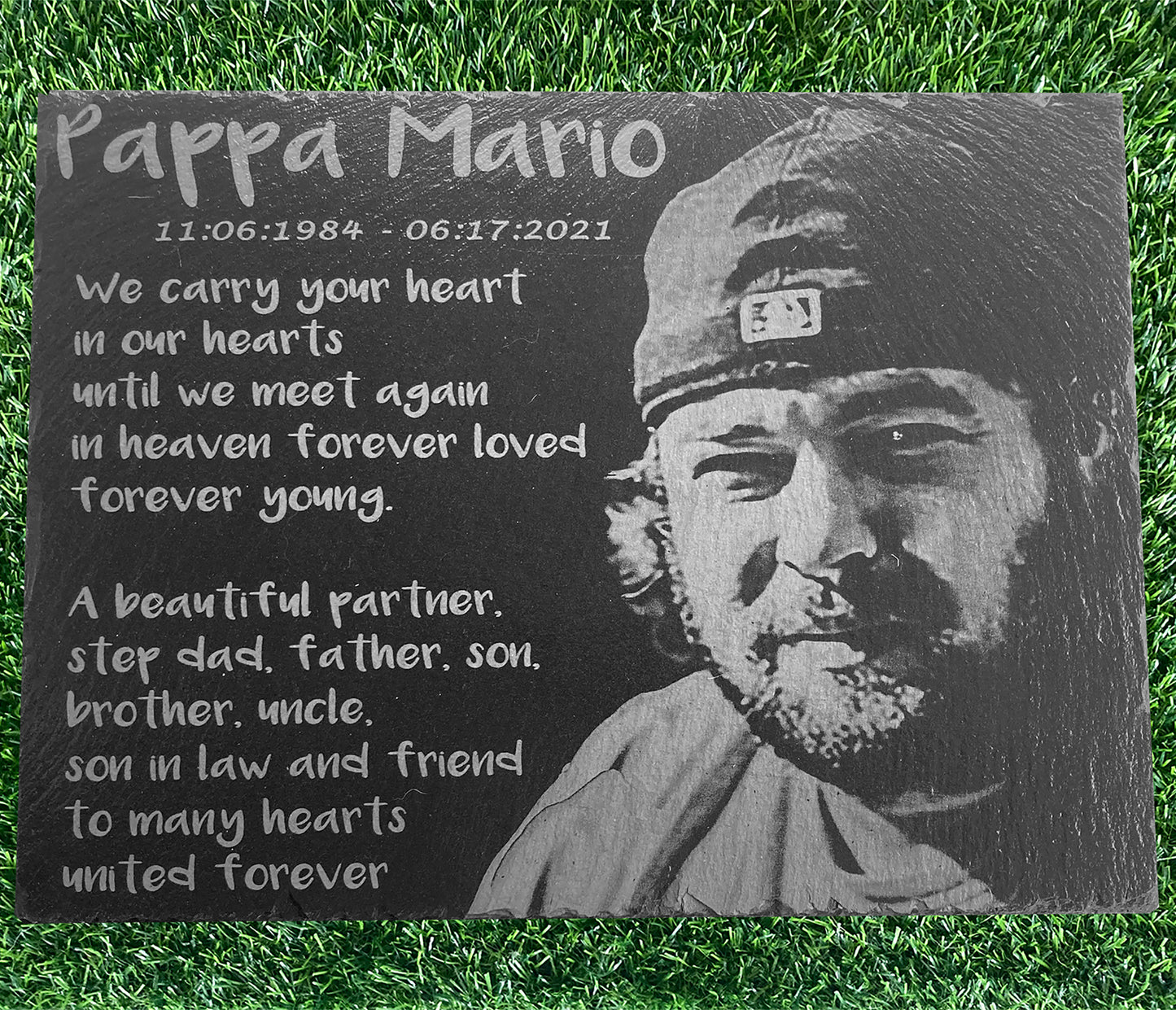 Human Memorial LARGE SIZES, Laser Engraved Photo Memorial. Inside, Outdoor and Gardening.