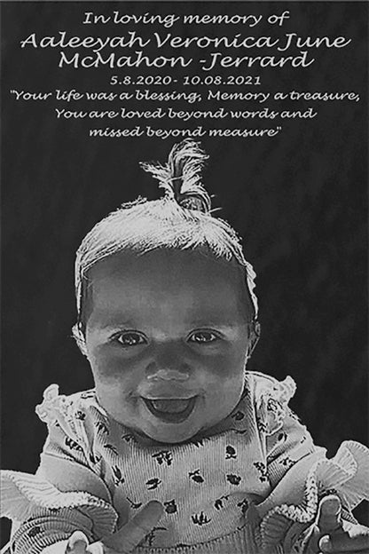 Human Memorial SMALL SIZES, laser engraved photo  Inside, outdoor and gardening.