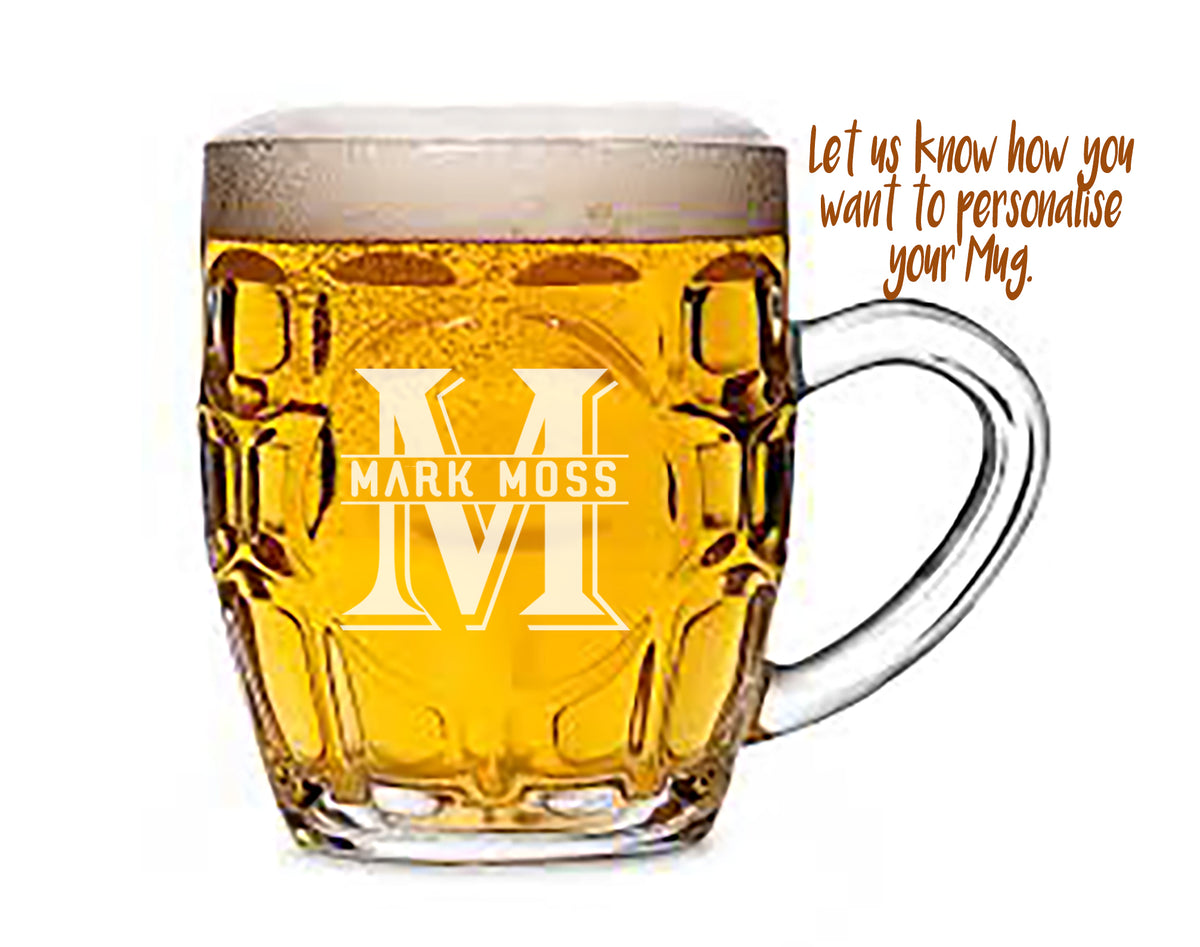 Custom Engraved Dimple Beer Glasses.