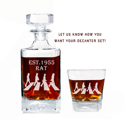 Custom Laser engraved whiskey decanter set