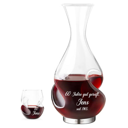 Гравиран декантер за вино. Подарък за любителите на виното. 750 мл