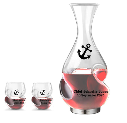 Гравиран декантер за вино. Подарък за любителите на виното. 750 мл