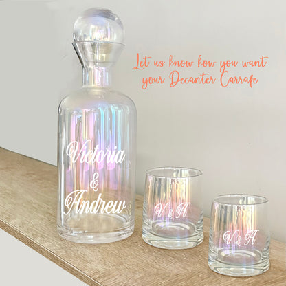 Carafe for wine, juice or water personalised and with 2 glasses