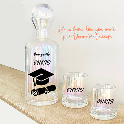 Carafe for wine, juice or water personalised and with 2 glasses