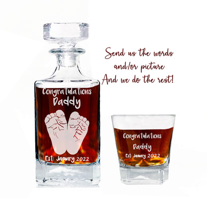 Custom Laser engraved whiskey decanter set