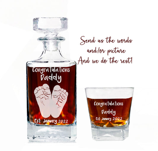 Custom Laser engraved whiskey decanter set