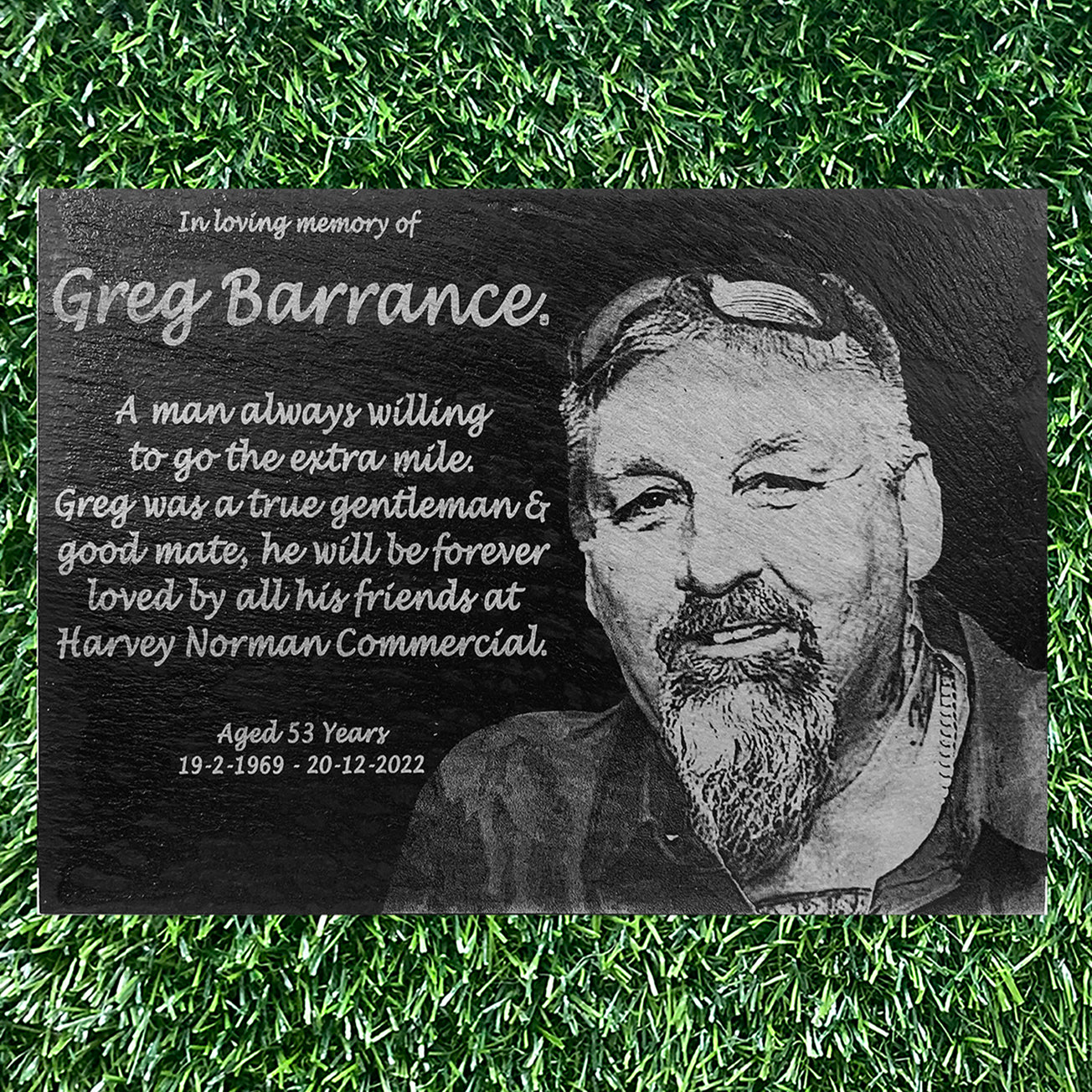 Human Memorial LARGE SIZES, Laser Engraved Photo Memorial. Inside, Outdoor and Gardening.