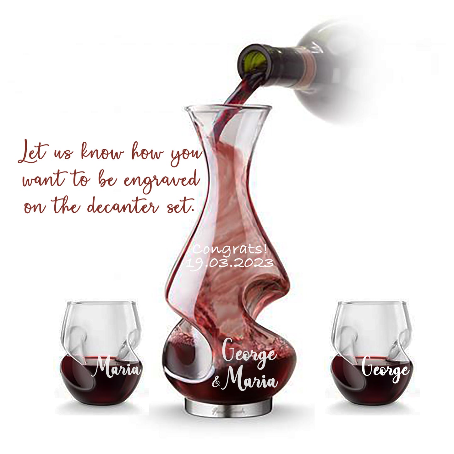 Engraved Wine Decanter. Wine lovers. 750ml