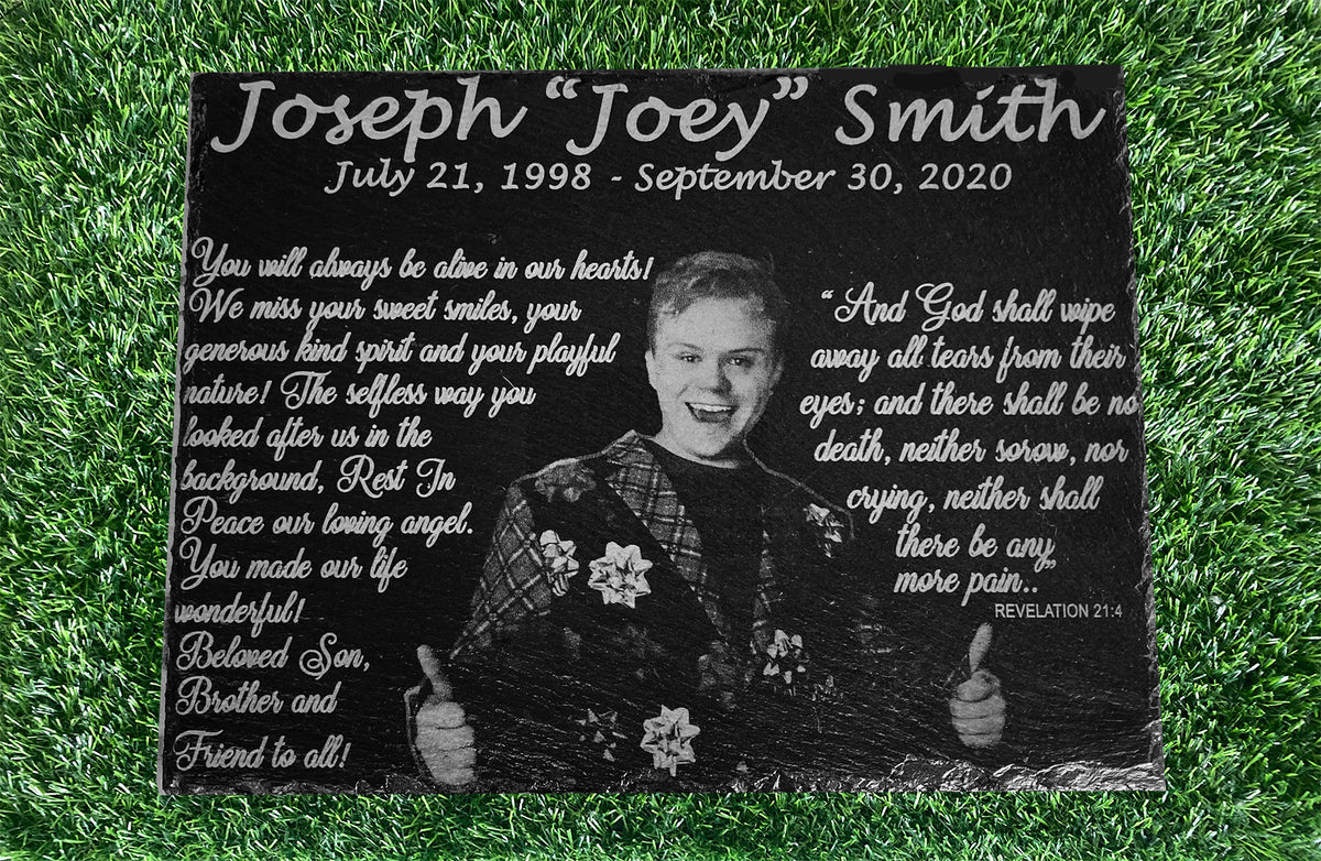 Human Memorial Gravestone Engraved with Photo.