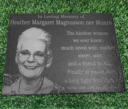 Human Memorial LARGE SIZES, Laser Engraved Photo Memorial. Inside, Outdoor and Gardening.